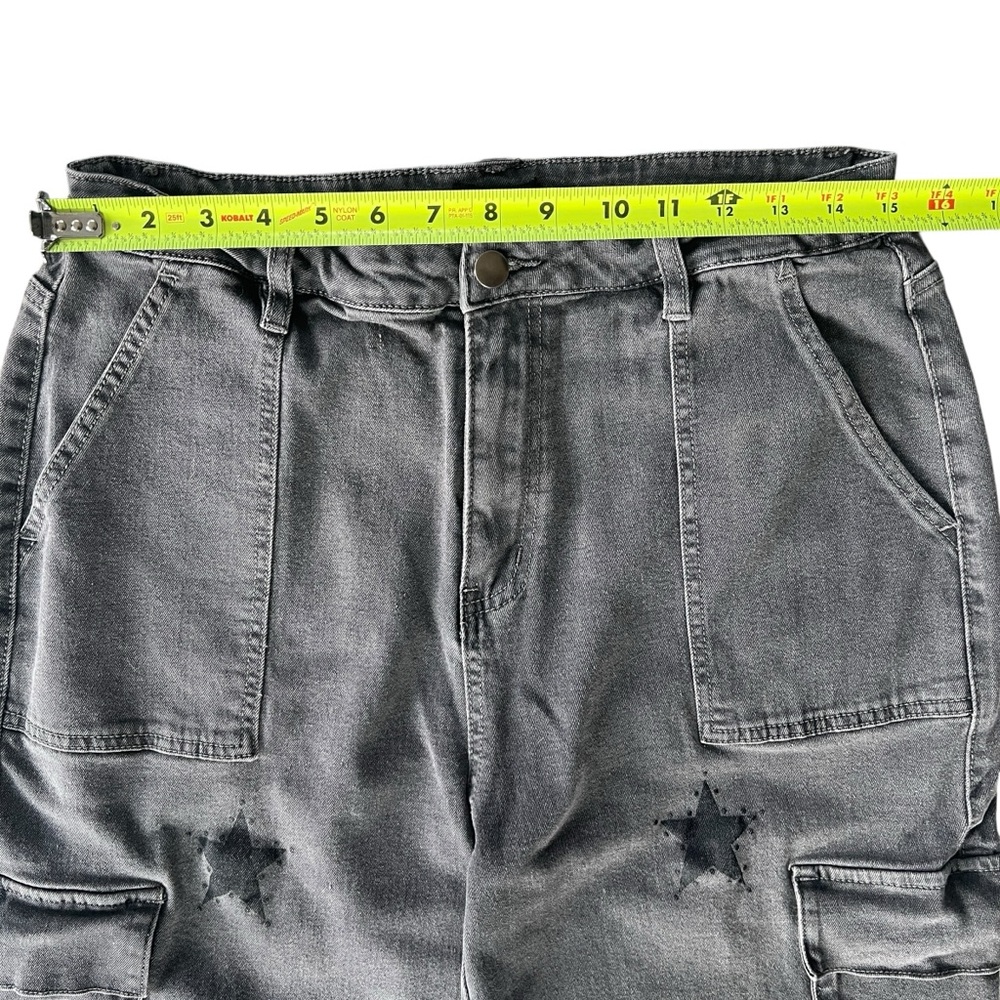 Hot Topic Gray Star Cargo Pants Womens 13 Grunge 90s Y2K Inspired High Rise - Picture 9 of 13